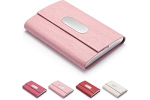 FACATH Business Card Holder, PU Leather Slim Business Card Case - Business Card Carrier ID Case/Wallet Pocket Business Name Card Holder for Women and Men