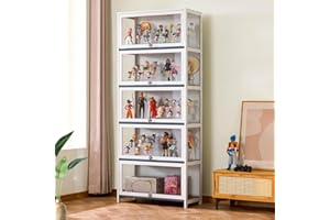 Hynbdes Display cabinet, Model Display Cabinets, Acrylic Display Case, Shelf Bamboo Storage Cabinet Tall Display Cabinet for Living Room Collectibles White80*33 * 172