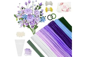 YSUVIN Pfeifenreiniger Blumen Set 885 Stück, Blau Lila Weiß Grün Pfeifenputzer zum Basteln mit Staubgefäße, Blumenstiel, Perlen, Fischschwanzgarn, Klebeband, Geburtstag Karte und Blumentasche