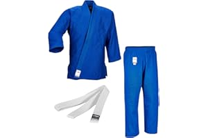 Ju-Sports Judoanzug to start blau - Moderner & leichter Gi für Erwachsene & Kinder 100% Baumwolle, Mehrfach vernähter Schulter- und Brustbereich, Verstärkter Kniebereich