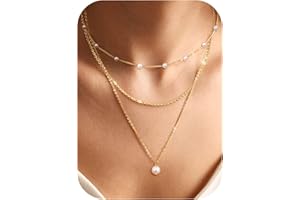 Chriscoco 3-częściowy naszyjnik damski, złoty, odporny na działanie wody, pozłacany 14-karatowym złotem, łańcuszek z wisiorkiem, perły, serce, krzyżyk, biżuteria damska z pudełkiem