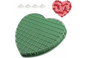 HXXWEUS Coeur en Mousse à Fleurs, 31 cm Plaque Mousse avec Ventouse, Coeur en Mousse Florale avec Treillis, Peut Etre Utilisé pour Les Fêtes, Les Voitures et Les Mariages