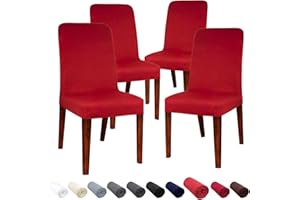 JARITTO Coprisedie con Schienale Sala da Pranzo Elasticizzato Fodere Sedie Moderno Copertura Protettiva della Sedia Lavabile Rimovibile per Hotel Ristorante Festa di Nozze 4 Pezzi (Rosso)