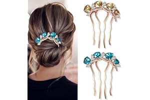 CHICAMY Steckkämme Strass 4 Zähne Haarkamm 2 Stück Haarschmuck Kamm Strass Haar Seitenkamm Set Zähne Große Breite Zahnkamm Zubehör Frauen Mädchen Kristall Haarschmuck Haarkamm für Party Geburtstag