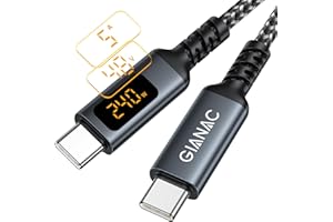 GIANAC 240W USB C auf USB C Kabel [1M] Schnellladekabel USB C USB PD3.1 Nylon USB Typ C Ladekabel mit LED Display für iPhone 16 Pro Max, iPhone 15, Samsung S24 S23 S22 S21,iPad Pro, MacBook Pro/Air