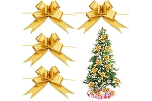 RosyFate Geschenkschleife, 20 Stück Geschenkschleife Groß, Schleife Weihnachten, Ziehschleife Geschenk, für Geschenkverpackungen, Weihnachtsdeko, Hochzeit, Auto(Gold)