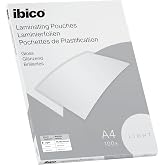 Ibico 627308 Laminating Wallets A4 80 Micron Light 100 | Glossy or matte finish, rounded corners and protection from dirt, sp