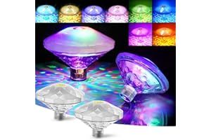 LIAVOP 2 Stück Pool Lichter Unterwasser, Poolbeleuchtung Akku, Wannenbeleuchtung Lampe Mehrfarbig 8 Modi Rgb, Unterwasserbeleuchtung Pool, Lichter Schwimmend für Whirlpools, Garten, Disco, Teich