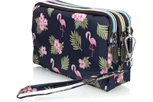 conisy Pochette da donna Semplice Portafoglio da polso con Cerniera, Grande Capacita Borsetta Lungo Floreale