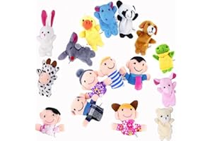 Jzhen 16 Pièces Marionnette à Doigt, Marionnettes À Doigts Différents de Style Famille et Animaux, Marionnettes Jouets Mignonnes pour Jeux, Spectacles, Écoles