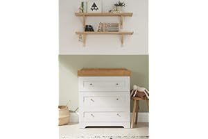 Tutti Bambini Baby Changing Dresser Station Unit (Rio) - Solid Wood 3 Drawer Chest Top Changer (Dove Grey/Oak)