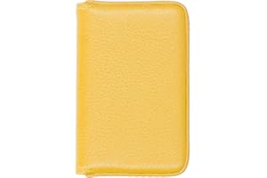 AUNMAS Estuche de Cuero para Tarjetas de Visita para Hombres y Mujeres, Estuche para Tarjetas de presentación, con Hebilla magnética, Estuche/portatarjetas de identificación para(Amarillo)
