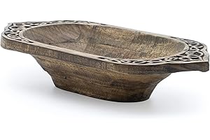 NORSE TRADESMAN Tazón de pan artesanal de comerciante nórdico - Diseño vikingo decorativo - (43 cm de largo)