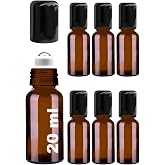 Afracam 20 ml &Ccedil;elik Roll On Şişesi 20 cc Sızdırmaz Siyah Kapaklı Cam Şişe 6 Adet (Amber, 20)