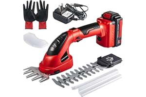 CHANGEMOORE CHNGEMOORE 20V Cordless Hedge Trimmer & Grass Shears with 1.5Ah Rechargeable Battery, 2-in-1 Lightweight Grass Trimmer Hedge Shears with 2 Blades, High Speed 1250RPM for Garden & Lawn
