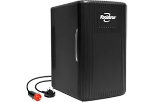 Koolatron Retro Mini Frigo da Camera 6L Frigorifero Piccolo Per la Cura Della Pelle 8 Lattine Termoelettrico Portatile Raffreddatore e Scaldino Mini Frigorifero per Auto Ufficio Bevande Casa (Nero)
