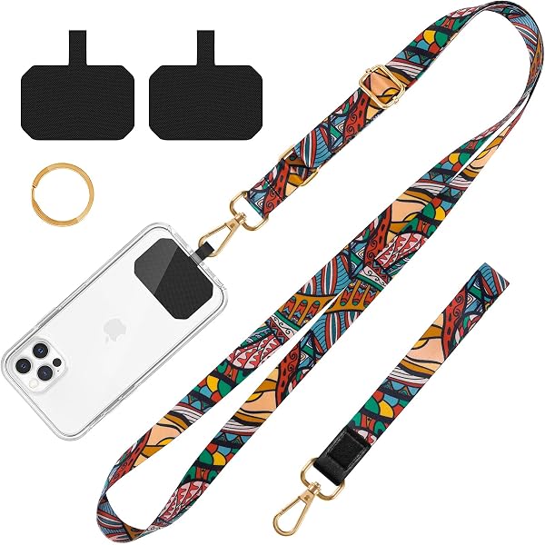 DGHYDZ Telefoon Lanyard – Verstelbare Crossbody Schouderband + Polsriem – Universeel Voor Smartphones Met Hoes – Incl. Sleutelkoord En Ringhouder