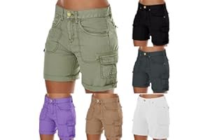 POIUIYQA Pantalones Cortos Mujer Verano Ligeros Elasticos Pantalones Cortos Impermeable con Bolsillos Golf Deportes Cargo Hiking Shorts Trekking Pants De Trabajo