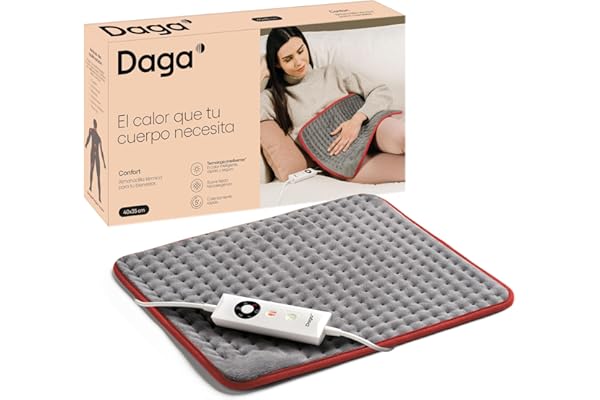 DAGA Almohadilla Térmica Confort, Tecnología Intellisense, Suave Tejido, 5 Temperaturas, 40x35 cm