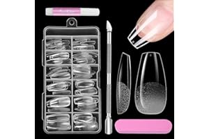 Nageltips Kurz für Gelnägel, Venares 120 Stück Soft Gel Nagel Tips für Gelnägel Set 10 Größen Kurze Sarg Tips Nägel mit Kleber Nagelpuffer Nagelhautschieber, Vorpolierte Nägel zum Aufkleben Kurz