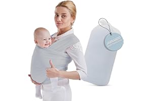 JaBranDo Écharpe de portage pour bébé - Écharpe recommandée par les sages-femmes - Idéal pour de longues périodes de port - Soutient la colonne vertébrale - Sécurité pour bébé - Soutien discret de