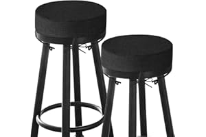 MineCozy Bar Stool Cushions Round 3" Thick Round Seat Cushions for Chairs 2 Pack Non Slip Bistro Chair Pads with Machine Washable Cover (12 Inch, Black)