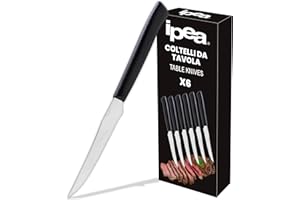 IPEA Coltelli da Tavola per Bistecca e Carne - Set da 6 - Coltello Affilati con Lama Seghettatata in Acciaio Inox per Tagliare Carne e Alimenti a Pranzo e Cena - Posate - Coltelli per Casa e Cucina
