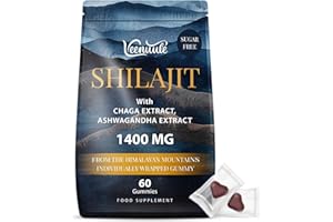 VEENUULE 1400MG Himalayan Shilajit Gummies for Men & Women, Shilajit Gold Grade 100% Pure, Added Ashwagandha and Chaga, Fulvic Acid & 85+ Minerals, High Strength Energy & Immune Booster, Zero Sugar, 60 Gummies
