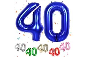 TNYKER Zahlen Luftballon 40 Dunkelblau, XXL Riesen 40. Geburtstag Deko für Mann Frau, 40" Folienballon 40 für 40 Jahre Geburtstag, Helium Zahlenballon 40, Blau Ballon 40 für Hochzeitstag Deko