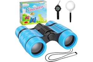 KYEDGC Binoculars Kids, Kids Binoculars for Boys with Magnifying Glass & Compass, Childrens Binoculars for 4-12 Years Boys and Girls, Perfect for Outdoor Observation (With Box)