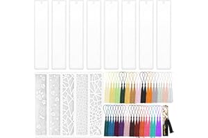 JTOOYS 85 Stück Lesezeichen Epoxidharz Formen Set, Personalisiert Lesezeichen Harz Form mit 70 mini Quasten, Resin Silikonform Bookmark Kunstharz gießen Set für DIY Lesezeichen Schmuck Handwerk