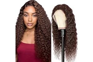 Shoaiye Parrucche Capelli Veri 13x6 Deep Wave Human Hair Wig Lace Front Parrucca Donna Umani Glueless Wear and Go Pre Plucked Free Part Unprocessed Virgin Brazilian Chocolate Brown Color 24 Inch