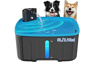 Kittyspout Fontaine a Eau pour Chien sans Fil, 8L Fontaine Chat/Grand Chien avec Détecteur de Mouvement, Fontaine pour Chiens avec Batterie 4000mAh (Cyan)