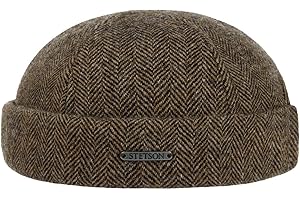 Stetson Berretto Docker Lavoy Herringbone Wool Uomo - Made in The EU Calotta Beanie Invernale con Risvolto, Docker, Fodera, Chiusura a Strappo Autunno/Inverno Inverno