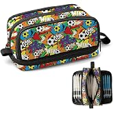 BSITSSS Football Pencil Case, Large Pencil Case with 3 Compartments, Football Pencil Cases for School University Office Stati