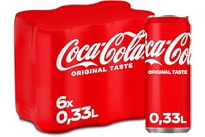 ‎COCA-COLA Coca-Cola Classic - prickelndes Erfrischungsgetränk mit unverwechselbarem Coke-Geschmack - koffeinhaltiger Softdrink in Einweg Dosen (6 x 330 ml)