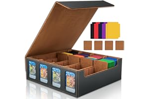 JAFFZORA Boîte de rangement pour cartes à collectionner, plus de 3 000 cartes MTG avec 10 intercalaires colorés et 4 supports de cartes, boîte de collection de cartes Commander avec fenêtres d'affichage,