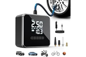 iWarmbase Tyre Inflator Air Compressor, Car Tyre Pump with Digital Pressure Gauge 150 PSI, Electric Bike Pump with Auto Shutoff & LED Light for Car, Motorcycle, Bicycle, Balls