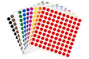 JEFURE 3000 Stück Runde Klebepunkte, 10mm Bunt Selbstklebende Punktaufkleber, Etiketten Markierungspunkte, Farbcodierung Aufkleber für Büro, Schule und Zuhause (10 Farben)
