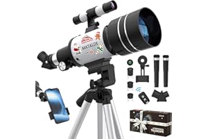 MATALDE Telescope for Beginners & Kids, 70mm Aperture Refractor Astronomy Telescope with 300mm Focal Length, 15X-150X Magnification, Tripod, Phone Adapter, Wireless Remote