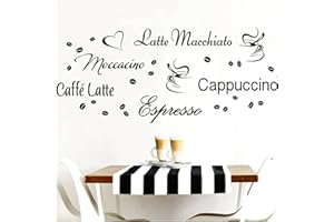 Grandora W3047 Wall Tattoo Kinds of Coffee Latte Caffe Kitchen - black, Creative set