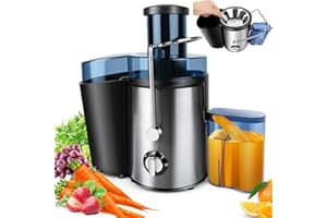 LUCN 1000 W Entsafter Maschine für ganze Obst- und Gemüsesaft, Edelstahl, 500 ml Kapazität, 2 Geschwindigkeiten einstellbar