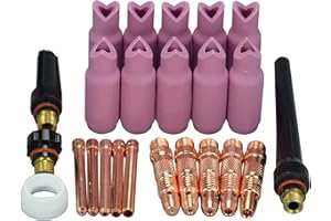 RIVERWELD Kit di accessori per saldatura TIG 90º Tazza di allumina Colletto Guarnizione Corpo kit Kit tappo posteriore per torcia SR WP 17 18 26