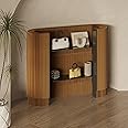 Modern Reception Desk,Retail Checkout Counter Desk Receptionist Table,Front Office Desk,Curved Portable Check Out Stand for Craft Shows,Display Rack,for Small Spaces,Bar,Store,Hotel,Lobby(Brown)