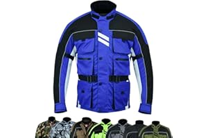 warrior gears 6 Pockets Mens Motorcycle Jacket, Textile Racing Motorbike Jacket, Hi-Vis Biker CE Protective Armored Jackets Mens Waterproof & Mesh Lining Breathable