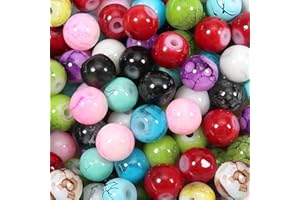 TOAOB THE ONE AND ONLY BABY TOAOB 100pcs Perles de Verre Effet Marbre 6mm Rondes Couleur Mélangée pour Fabrication de Bijoux DIY Bracelets Colliers Artisanat