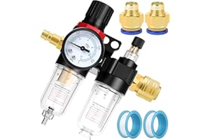 ANOMM 1/4" Air Pressure Regulator, Compressed Air Pressure Regulator Inline with Water Separator, Quick Couplings for Compressor Filter, Air Compressor Accessories Tools Kit for Air Tools