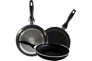 San Ignacio Q2012 - Juego de 3 sartenes, aluminio, 16 x 3.3 cm, 20 x 3.5 cm, 24 x 3.8 cm, color negro