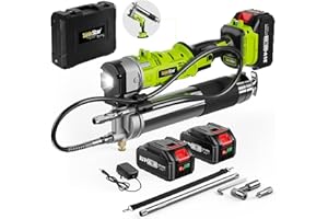 TaskStar Ingrassatore 2-in-1 con 2 Batterie da 4000 mAh, [Molto più Facile da Usare] Ingrassatore a Batteria con Adattatore per Ingrassatore a 90 Gradi, Pistola per Grasso con Luce LED Luminosa