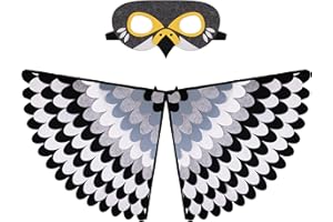 TOPWAYS Felt Bird Capes Wings and Masks Costume for Kids, Colorful Peacock Flamingo Falcon Hummingbird Fancy Dress Up Party Favors